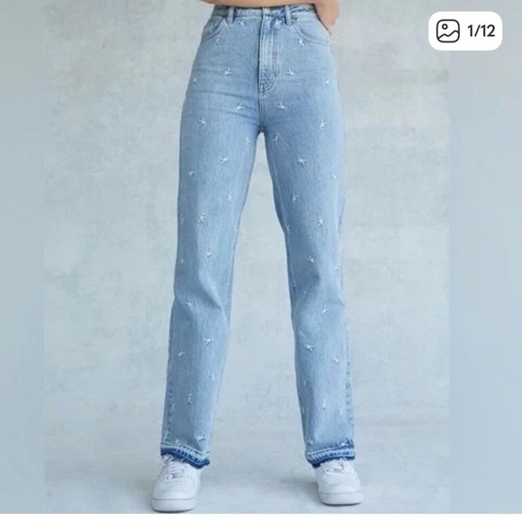 PLAYBOY Denim - Playboy x Pacsun Jeans Raining Bunnies Embroidered sz 25